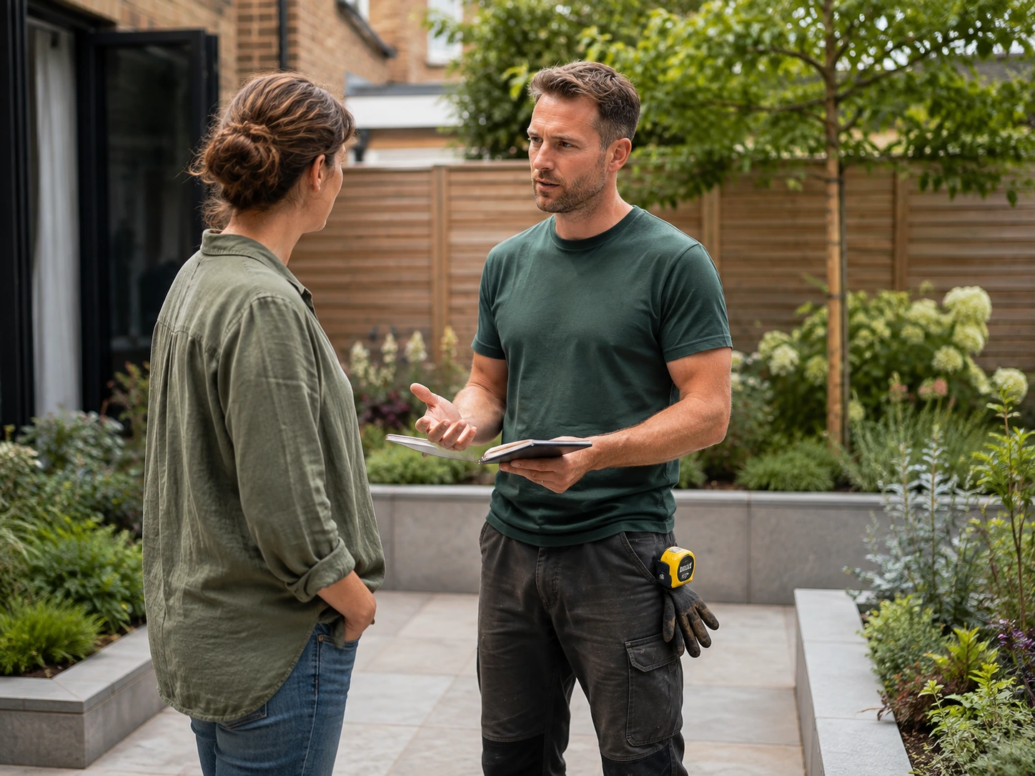 Local business owner speaking with a customer
